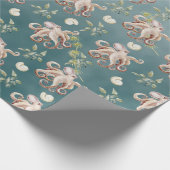 タコが深いグリーンシーラッピング紙 ラッピングペーパー (角)