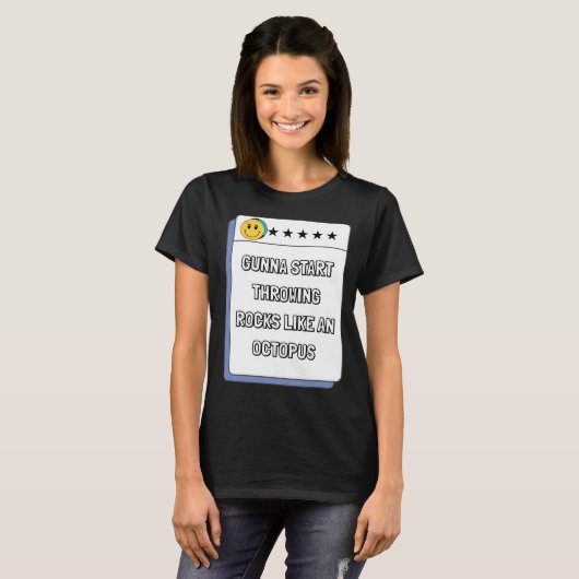 タコが石を投げる Tシャツ (正面フル)