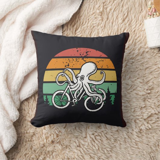 タコが自転車に乗る クッション (ブランケット)
