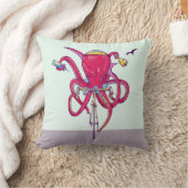 タコが自転車に乗る クッション (ブランケット)