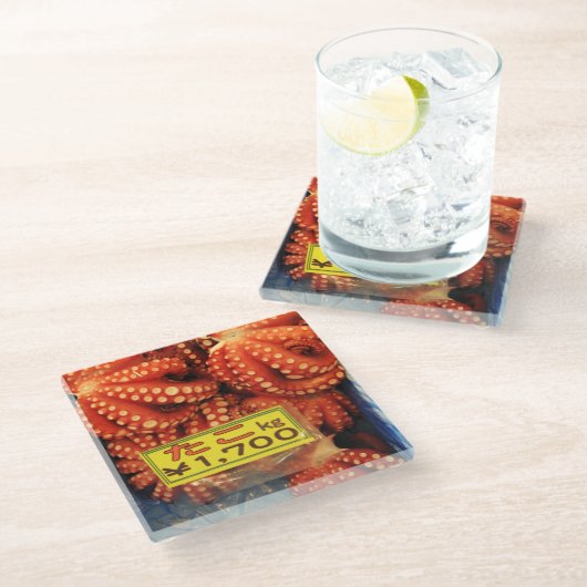 タコたこたこ築地市場 ガラスコースター (アングル)