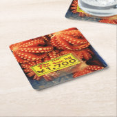タコたこたこ築地市場 スクエアペーパーコースター (アングル)