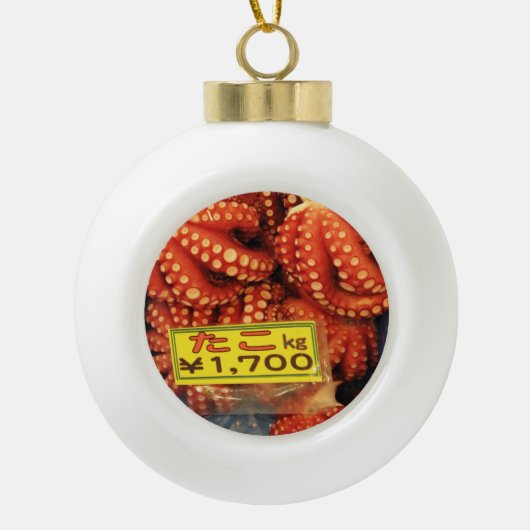 タコたこたこ築地市場 セラミックボールオーナメント (正面)