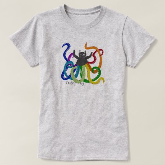 タコちゃんTシャツ かわいい タコ ネコ  Tシャツ (デザイン正面)
