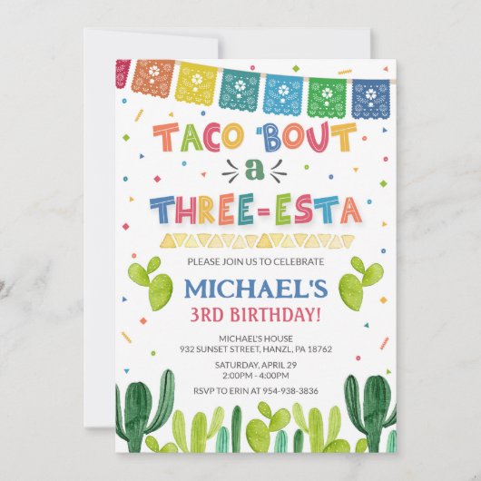 タコでの3つのesta招待 招待状 (正面)