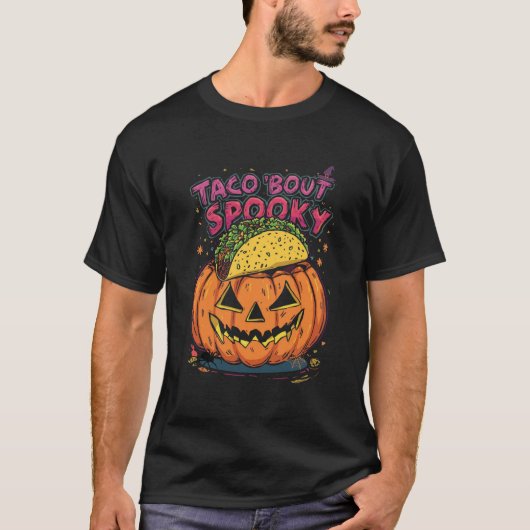 タコでスパイシー！ハロウィンのユーモアたっぷりのパンプキン Tシャツ (正面)