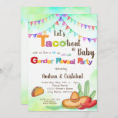 タコでベビーフィエスタテーマジェンダーの公開を見よう 招待状 (正面/裏面)