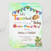 タコでベビーフィエスタテーマジェンダーの公開を見よう 招待状 (正面/裏面)