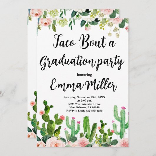 タコで卒業フィエスタパーティー 招待状 (正面/裏面)