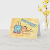 タコとケーキハッピーバースデー カード (黄色い花)