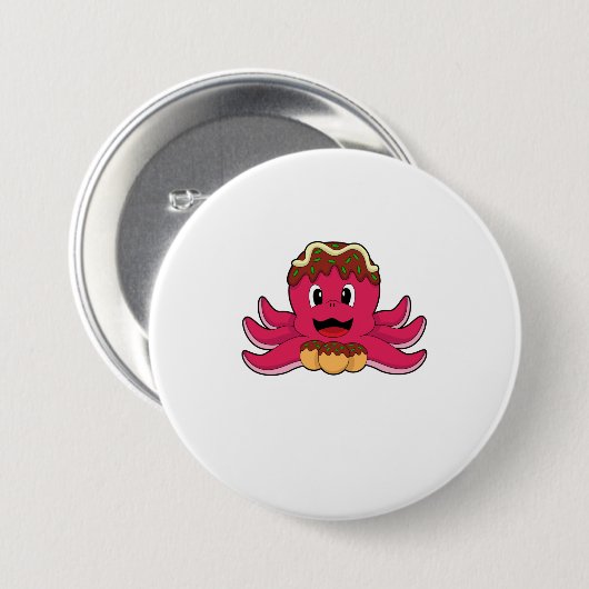 タコとケーキ 缶バッジ (正面&裏面)