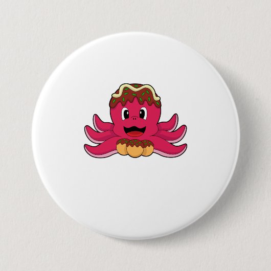 タコとケーキ 缶バッジ (正面)