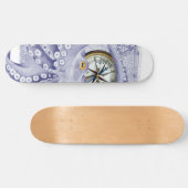 タコとコンパスパープル スケートボード (横)