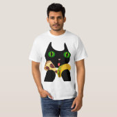 タコとピザのねこ 面白Tシャツ Tシャツ (正面フル)