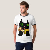 タコとピザ猫おもしろいTシャツ Tシャツ (正面フル)