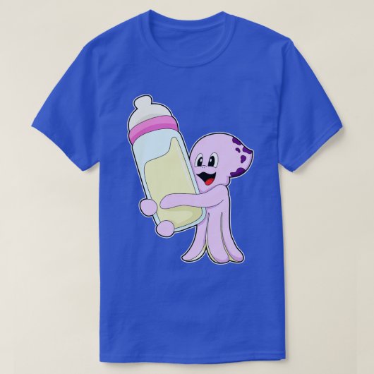 タコとベビーボトルミルク Tシャツ (デザイン正面)