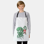 タコとポップコーン エプロン (着用した状態)
