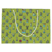 タコと多肉植物の手描きパターン ラージペーパーバッグ (裏面)