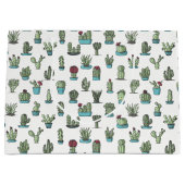 タコと多肉植物の手描きパターン ラージペーパーバッグ (正面)