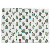 タコと多肉植物の手描きパターン ラージペーパーバッグ (裏面)