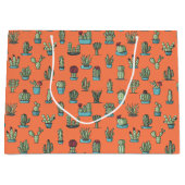 タコと多肉植物の手描きパターン ラージペーパーバッグ (正面)