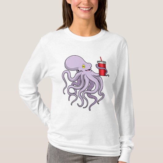 タコと飲みマグ Tシャツ (正面)
