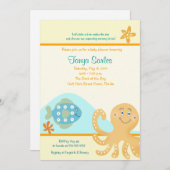 タコと魚のオーシャン 5x7 ベビーシャワー招待状 招待状 (正面/裏面)