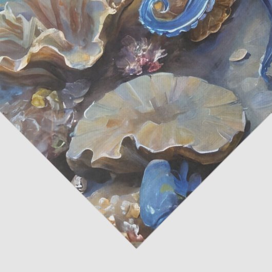 タコと魚の切り離しの油絵 薄葉紙 (詳細)