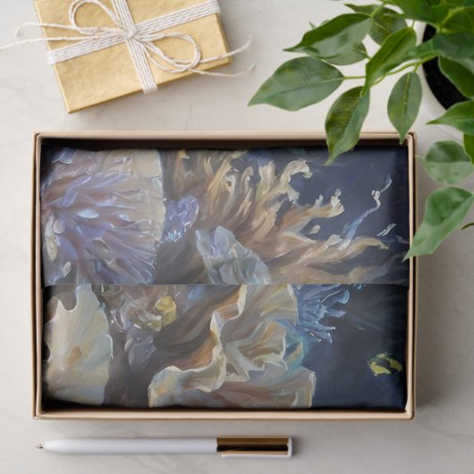 タコと魚の切り離しの油絵 薄葉紙 (ギフト)