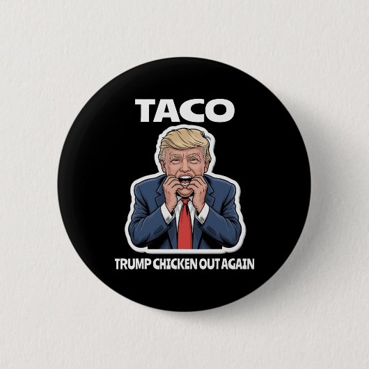 タコにおびえるトランプは臆病者 缶バッジ (正面)