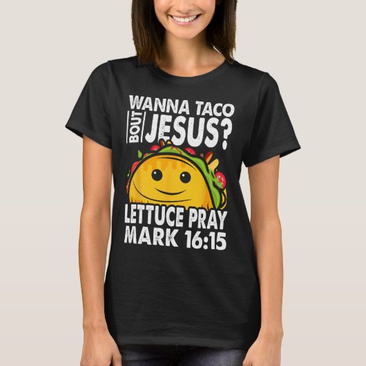 タコについてイエスを語ろう シンコデマヨ 女性 男性 キリスト教 Tシャツ (正面)