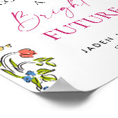 タコについて明るい未来の卒業 フラワーデザイン ポスター (角)