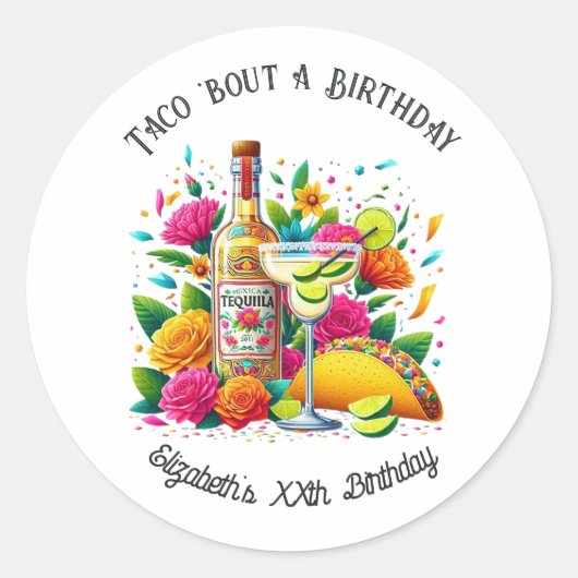 「タコについて誕生日」フィエスタ ラウンドシール (正面)
