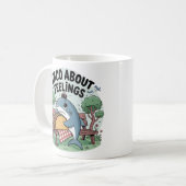 タコについて語るサメのコーヒー コーヒーマグカップ (正面左)