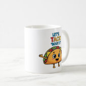 タコについて語ろう - 笑えるタコのイラスト駄洒落 コーヒーマグカップ (正面右)