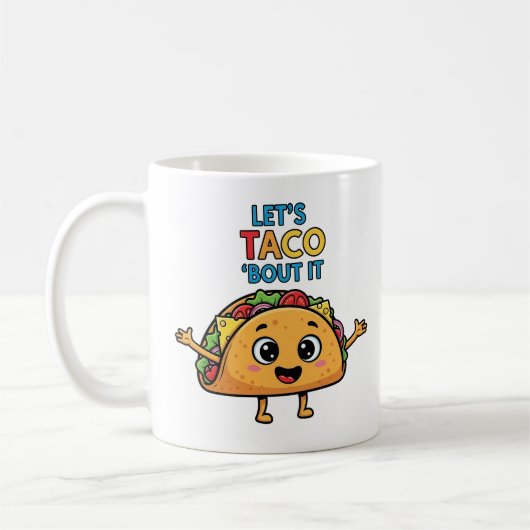 タコについて語ろう - 笑えるタコのイラスト駄洒落 コーヒーマグカップ (左)