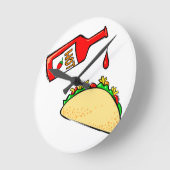 タコに落ちるホットソース ラウンド壁時計 (傾斜)