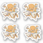 タコのアイロン掛け、雑用に圧倒される。 シール (正面)