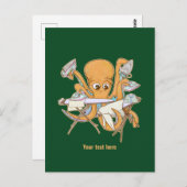 タコのアイロン掛け、雑用に圧倒される。 ポストカード (正面/裏面)