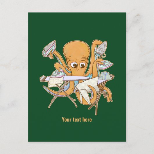 タコのアイロン掛け、雑用に圧倒される。 ポストカード (正面)