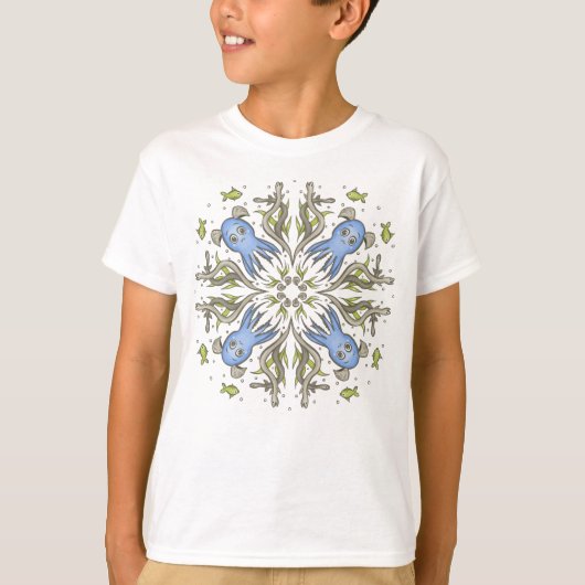 タコのカレイドスコープ - 海の夢 Tシャツ (正面)