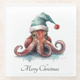 タコのクリスマスの喜カスタムび ガラスコースター