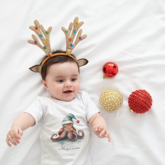 タコのクリスマスの喜カスタムび ベビーボディスーツ