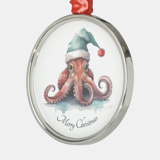 タコのクリスマスの喜カスタムび メタルオーナメント (左)