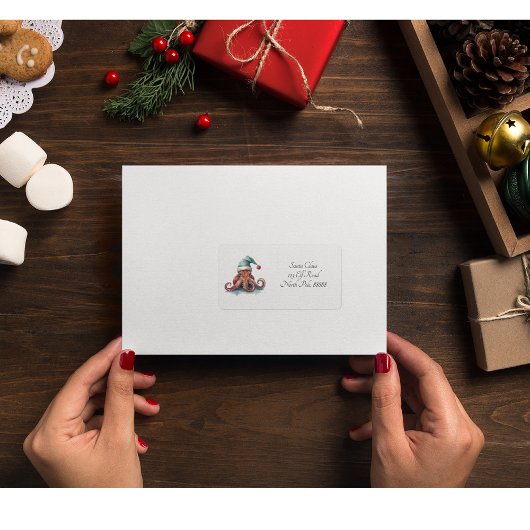 タコのクリスマスの喜カスタムび ラベル