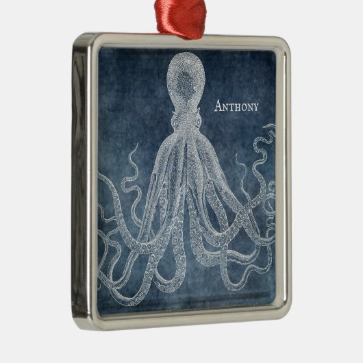 タコのクリスマス飾り |レトロヴィンテージ メタルオーナメント (右)