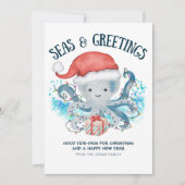 タコのサンタ クリスマスカード 海からのメリークリスマス (正面)