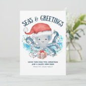 タコのサンタ クリスマスカード 海からのメリークリスマス (スタンド正面)