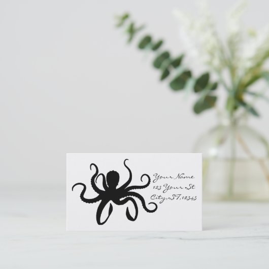 タコのシルエットのThunder_Coveのクラシック 名刺 (スタンド正面)