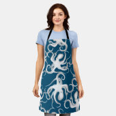 タコのシルエットパターン エプロン (着用した状態)